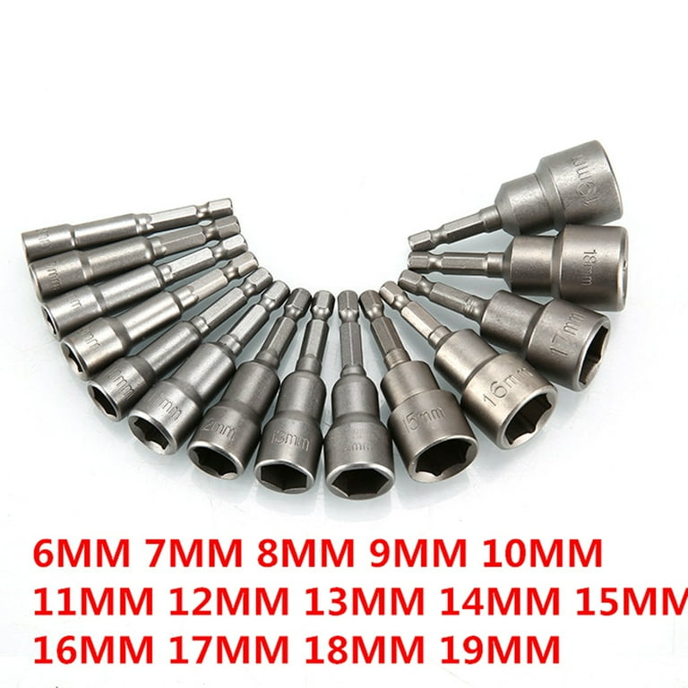 HYY-YY Drilling equipment 14pcs 6-19mm 1/4 Inch Hex Shank Socket Magnetic Nut Driver Set Drill Bit Adapter mandrel HYY-YY Drilling equipment 14pcs 6-19mm 1/4 Inch Hex Shank Socket Magnetic Nut Driver Set Drill Bit Adapter mandrel